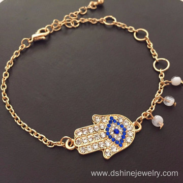 Evil Eye Rhinestone Bracelets Gold Plated Chain Bracelet